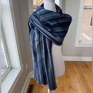 Express Navy Blue Striped Scarf